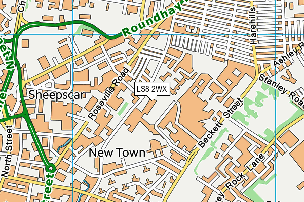 LS8 2WX map - OS VectorMap District (Ordnance Survey)