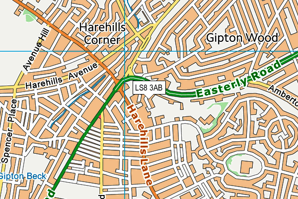 LS8 3AB map - OS VectorMap District (Ordnance Survey)