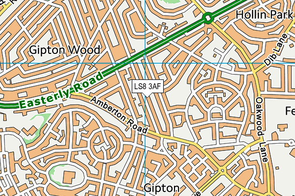 LS8 3AF map - OS VectorMap District (Ordnance Survey)