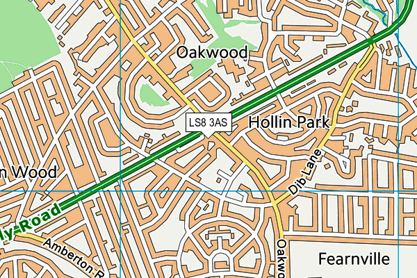 LS8 3AS map - OS VectorMap District (Ordnance Survey)