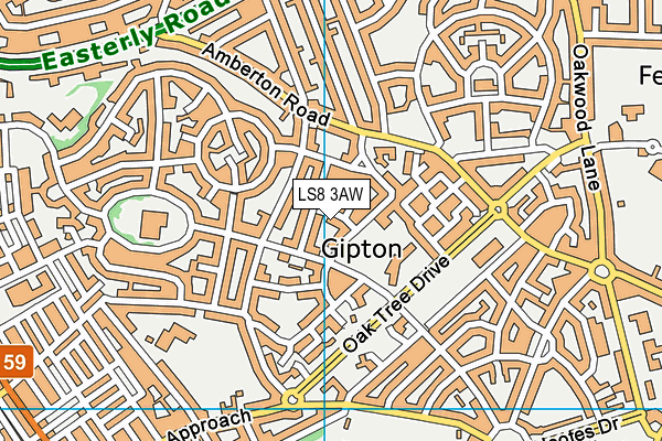 LS8 3AW map - OS VectorMap District (Ordnance Survey)
