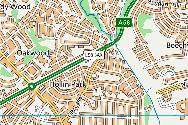 LS8 3AX map - OS VectorMap District (Ordnance Survey)