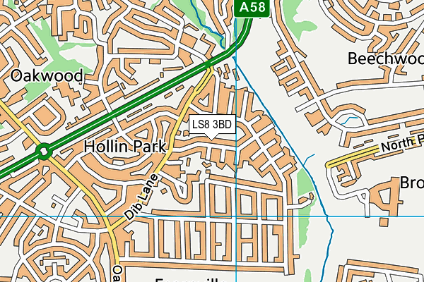 LS8 3BD map - OS VectorMap District (Ordnance Survey)