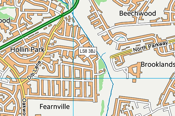 LS8 3BJ map - OS VectorMap District (Ordnance Survey)
