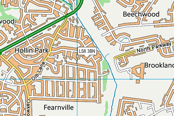 LS8 3BN map - OS VectorMap District (Ordnance Survey)