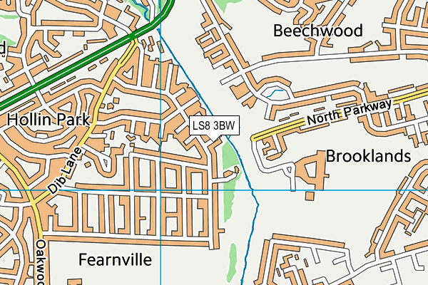 LS8 3BW map - OS VectorMap District (Ordnance Survey)