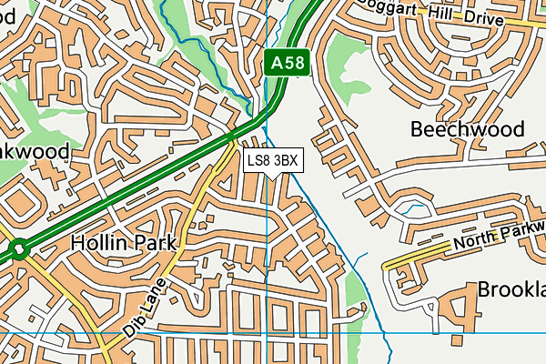 LS8 3BX map - OS VectorMap District (Ordnance Survey)