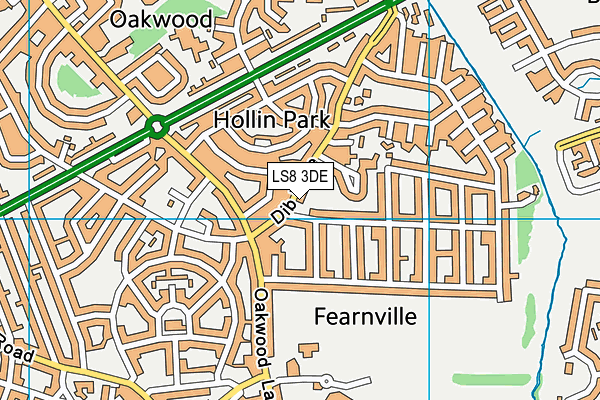 LS8 3DE map - OS VectorMap District (Ordnance Survey)