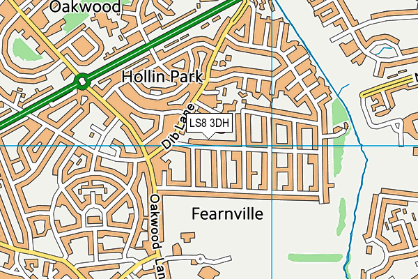 LS8 3DH map - OS VectorMap District (Ordnance Survey)