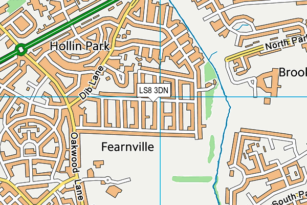 LS8 3DN map - OS VectorMap District (Ordnance Survey)