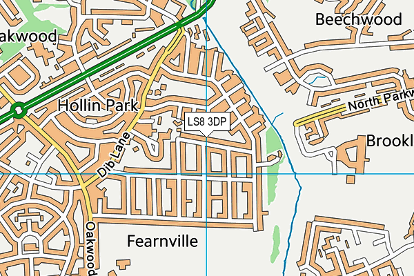 LS8 3DP map - OS VectorMap District (Ordnance Survey)