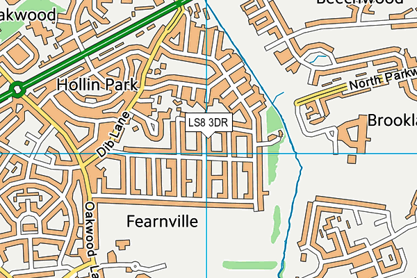 LS8 3DR map - OS VectorMap District (Ordnance Survey)