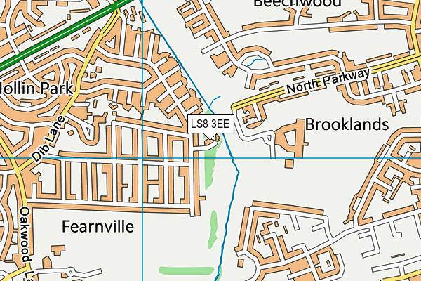 LS8 3EE map - OS VectorMap District (Ordnance Survey)