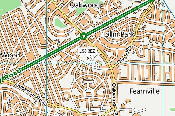 LS8 3EZ map - OS VectorMap District (Ordnance Survey)