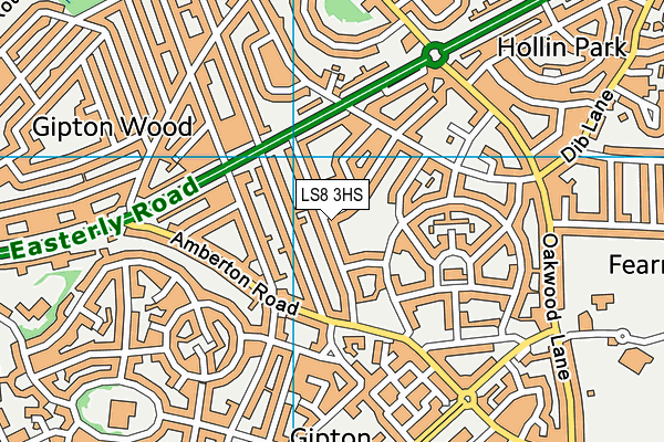 LS8 3HS map - OS VectorMap District (Ordnance Survey)