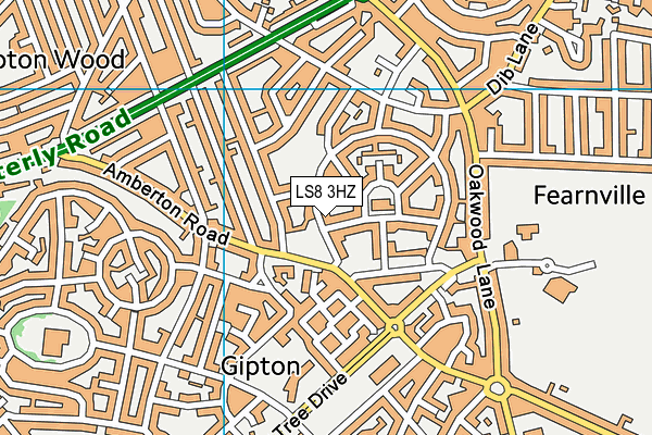 LS8 3HZ map - OS VectorMap District (Ordnance Survey)