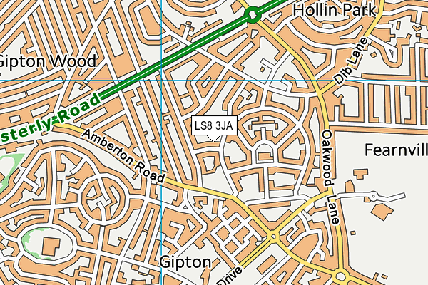 LS8 3JA map - OS VectorMap District (Ordnance Survey)