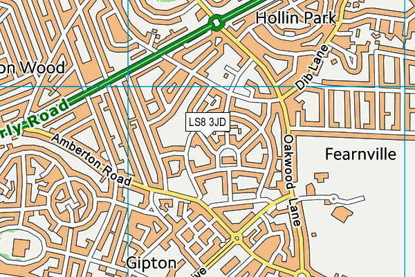 LS8 3JD map - OS VectorMap District (Ordnance Survey)