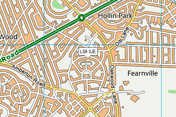 LS8 3JE map - OS VectorMap District (Ordnance Survey)