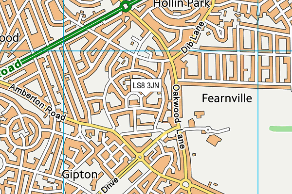 LS8 3JN map - OS VectorMap District (Ordnance Survey)