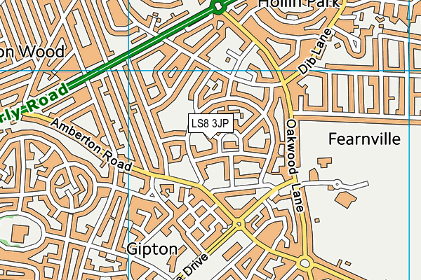 LS8 3JP map - OS VectorMap District (Ordnance Survey)