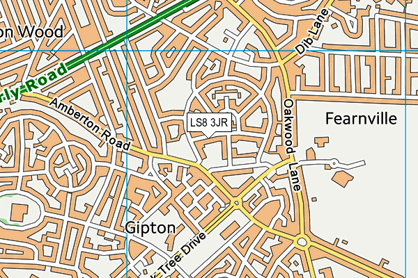 LS8 3JR map - OS VectorMap District (Ordnance Survey)