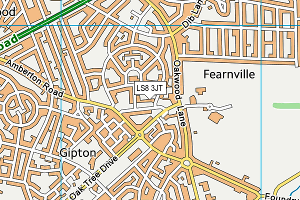 LS8 3JT map - OS VectorMap District (Ordnance Survey)