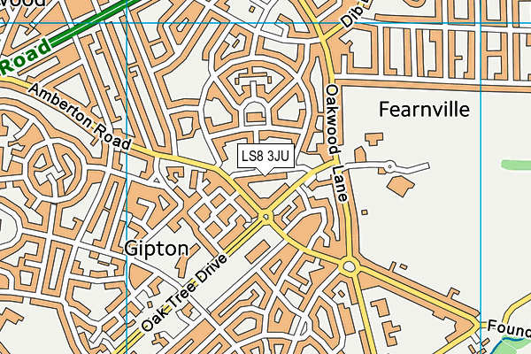 LS8 3JU map - OS VectorMap District (Ordnance Survey)