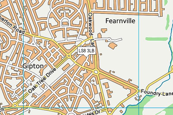 LS8 3LB map - OS VectorMap District (Ordnance Survey)