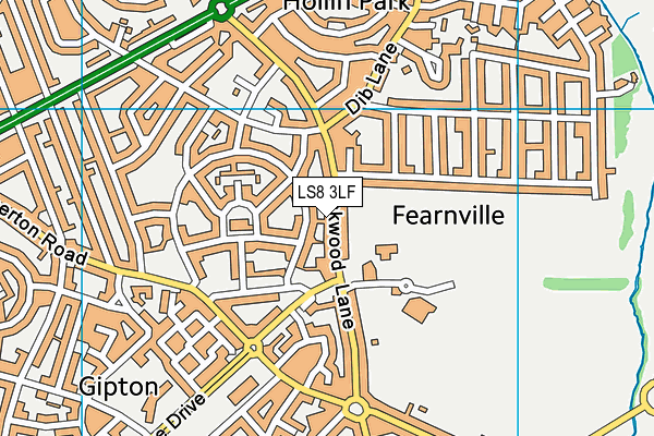 King George Vi Playing Fields (Fernville) map (LS8 3LF) - OS VectorMap District (Ordnance Survey)