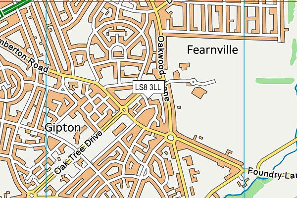 LS8 3LL map - OS VectorMap District (Ordnance Survey)