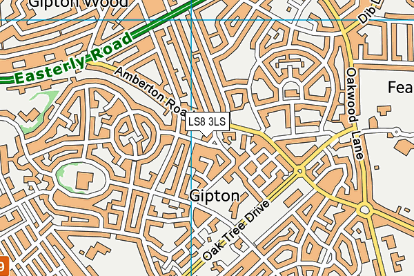 LS8 3LS map - OS VectorMap District (Ordnance Survey)