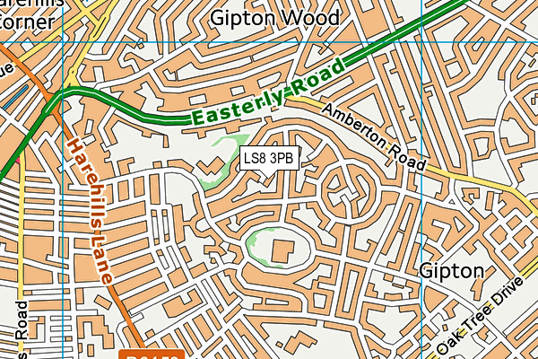 LS8 3PB map - OS VectorMap District (Ordnance Survey)