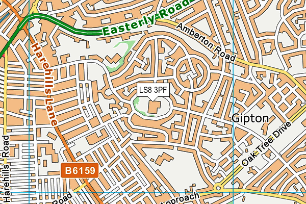 LS8 3PF map - OS VectorMap District (Ordnance Survey)