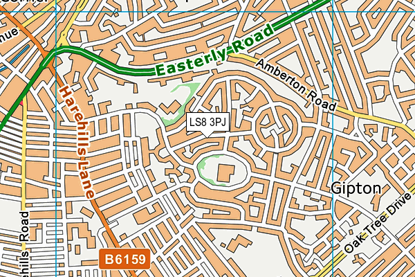 LS8 3PJ map - OS VectorMap District (Ordnance Survey)