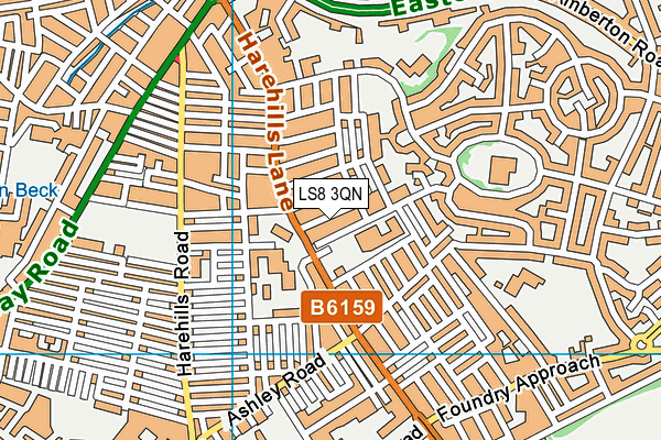 LS8 3QN map - OS VectorMap District (Ordnance Survey)