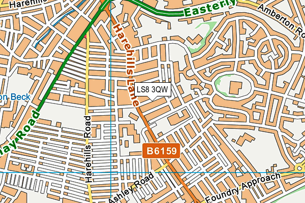 LS8 3QW map - OS VectorMap District (Ordnance Survey)