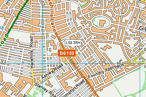 LS8 3RH map - OS VectorMap District (Ordnance Survey)