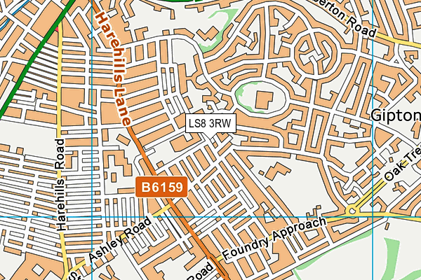 LS8 3RW map - OS VectorMap District (Ordnance Survey)