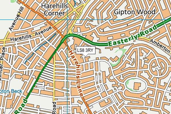 LS8 3RY map - OS VectorMap District (Ordnance Survey)