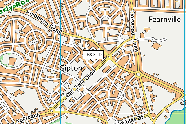 LS8 3TD map - OS VectorMap District (Ordnance Survey)