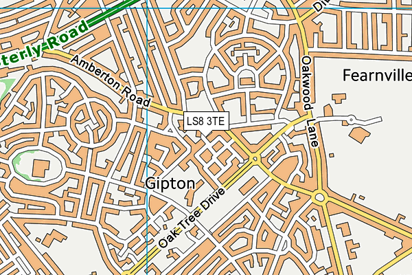 LS8 3TE map - OS VectorMap District (Ordnance Survey)