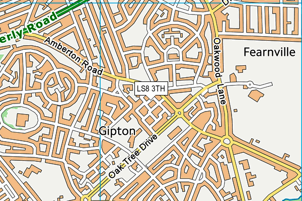 LS8 3TH map - OS VectorMap District (Ordnance Survey)