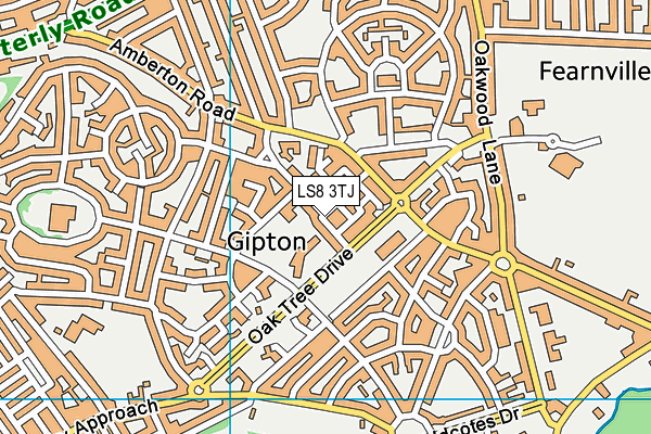 LS8 3TJ map - OS VectorMap District (Ordnance Survey)