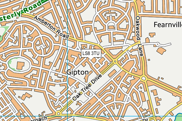 LS8 3TU map - OS VectorMap District (Ordnance Survey)