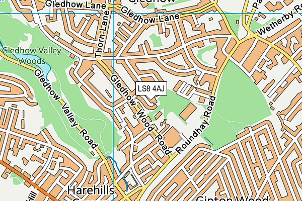 LS8 4AJ map - OS VectorMap District (Ordnance Survey)