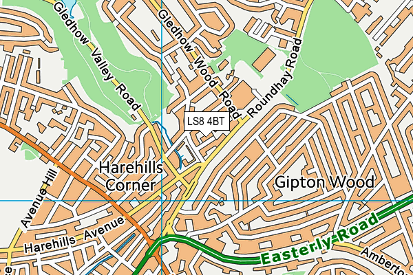 LS8 4BT map - OS VectorMap District (Ordnance Survey)
