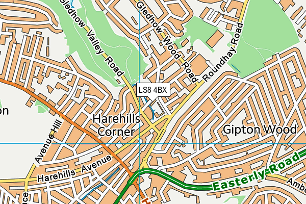 LS8 4BX map - OS VectorMap District (Ordnance Survey)