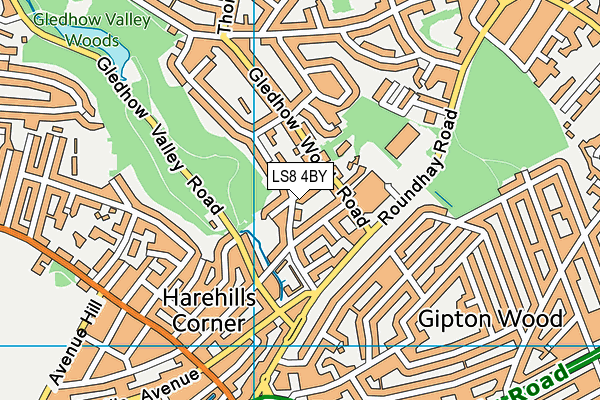 LS8 4BY map - OS VectorMap District (Ordnance Survey)