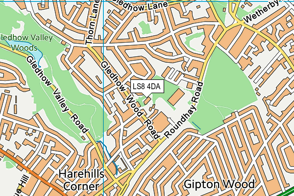 LS8 4DA map - OS VectorMap District (Ordnance Survey)